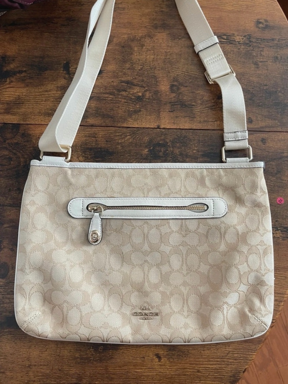 Coach Signature Canvas Crossbody in Light Beige and Cream